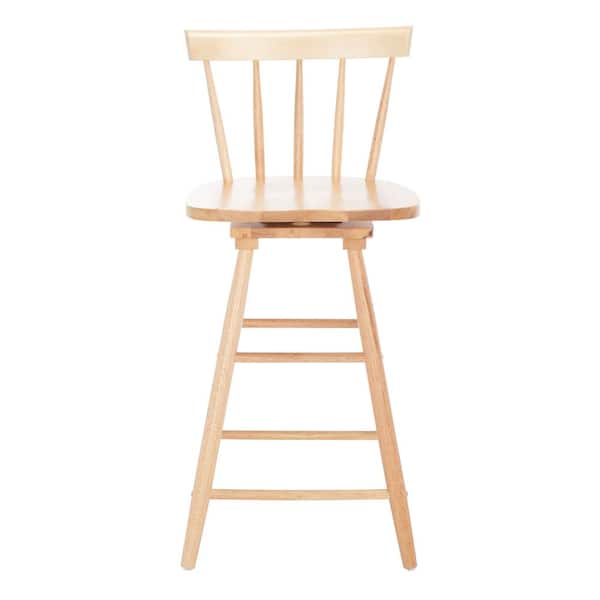 SAFAVIEH Tage 25 in. Natural Mid-Back Wood Frame Swivel Counter Stool