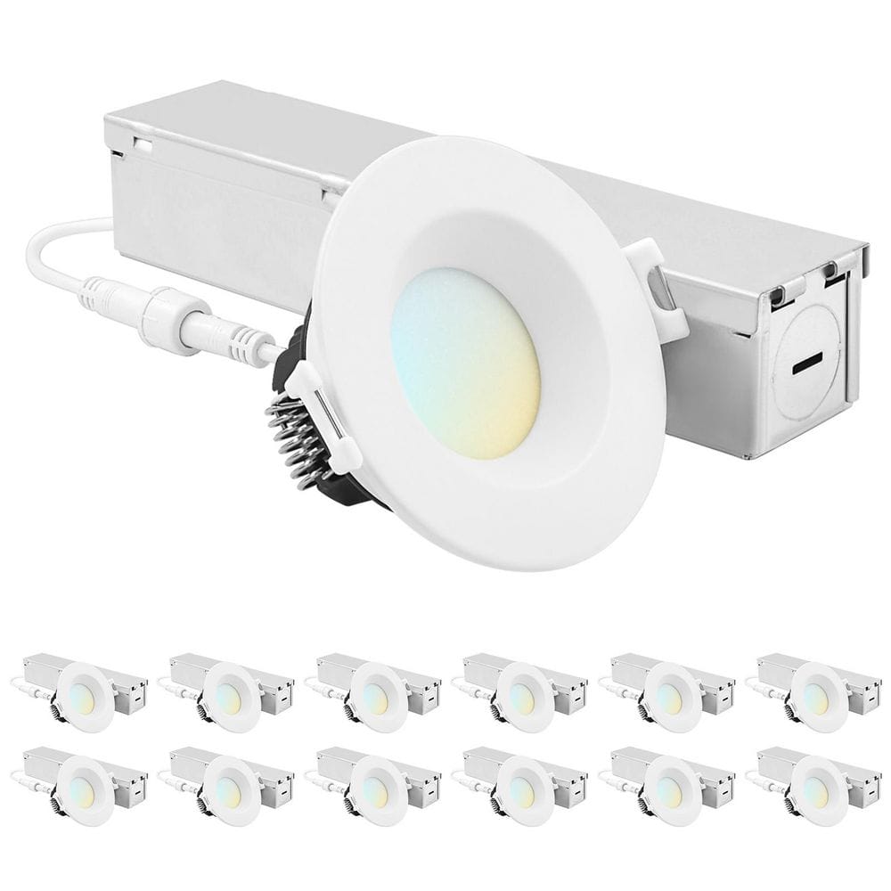 2 in. Integrated LED Recessed Light J-Box 8 Watts 5CCT 660 Lumens Dimmable Canless Downlight Wet Rated IC Rated ETL 12PK price history on PriceWatchPro
