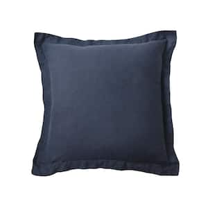 Washed Linen Navy Flange 26 in. x 26 in. Euro Sham