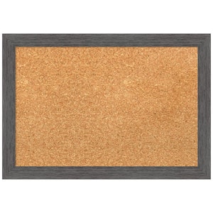 Pinstripe Plank Grey 19.88 in. x 13.88 in. Framed Corkboard Memo Board