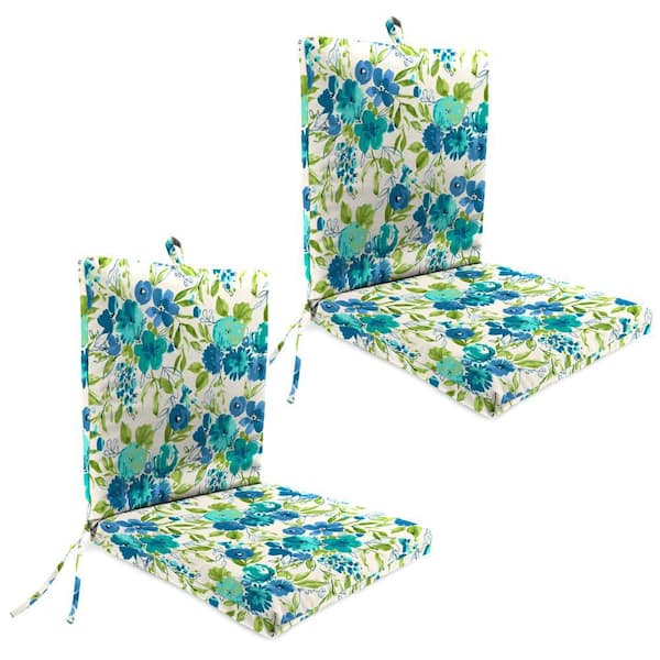 44 in. L x 21 in. W x 3.5 in. T Rectangular Outdoor Dining Chair Cushion in Bettina Aqua (2-Pack)