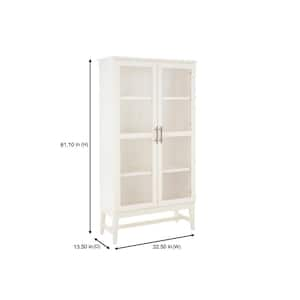 61 in. Ivory Wood 4-Shelf Standard Bookcase with Glass Door