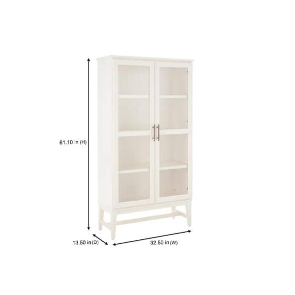 Ivory Wood 4 Shelf Standard Bookcase, Off White Bookcase With Glass Doors