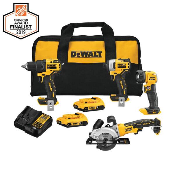 ATOMIC 20-Volt Li-Ion Combo Kit (4-Tool) w/(2) 2Ah Packs, Charger & Bonus Bare ATOMIC 20V Cordless 4-1/2 in. Circ Saw ATOMIC 20-Volt Li-Ion Combo Kit (4-Tool) w/(2) 2Ah Packs, Charger & Bonus Bare ATOMIC 20V Cordless 4-1/2 in. Circ Saw