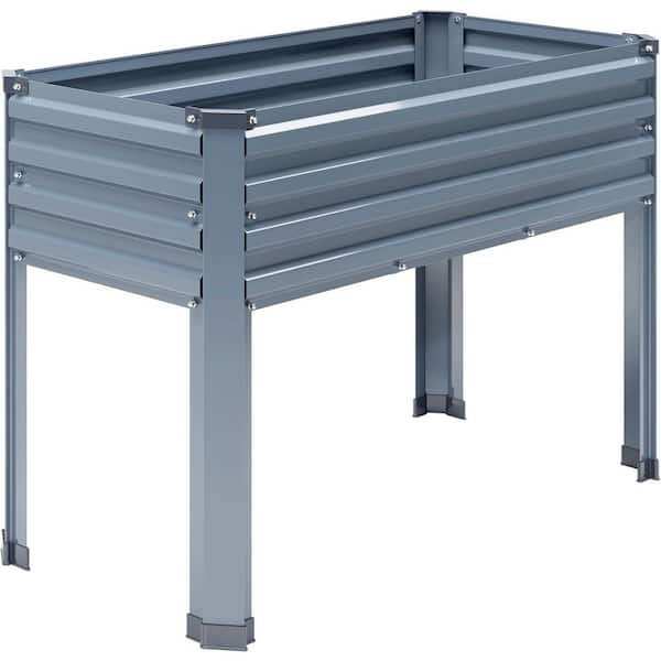 Oyezvary Galvanized Raised Garden Bed with Leg 48 in. L x 18 in. W x 30 in. H 2PCS Elevated Planter Box Grey Steel 300lb Capacity
