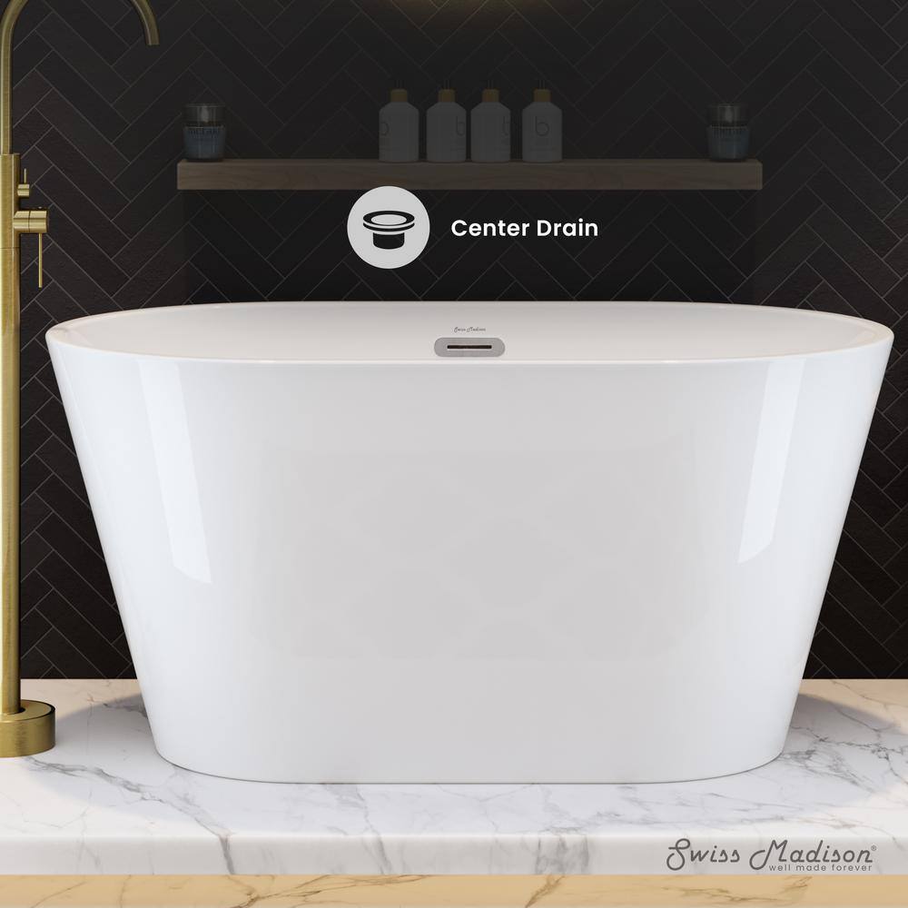 Claire 48" Glossy White Acrylic Freestanding Bathtub
