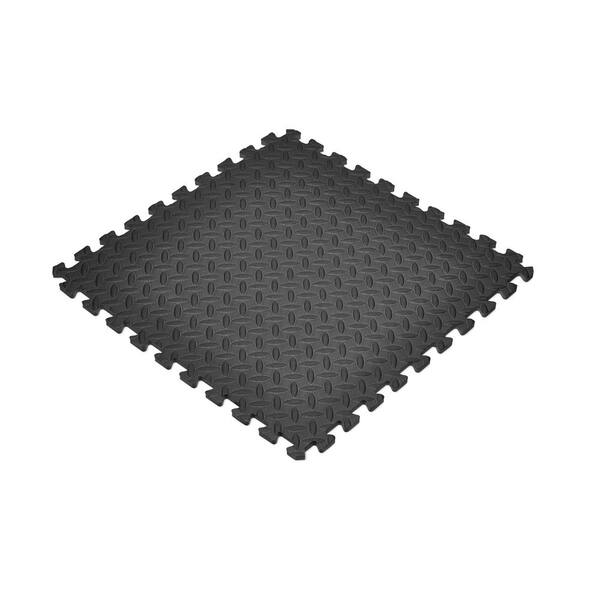 72 Sq Ft Soozier 02-0232 Exercise Interlocking Protective Diamond Plate Flooring Tiles 24 x 24 x 3//8 Black