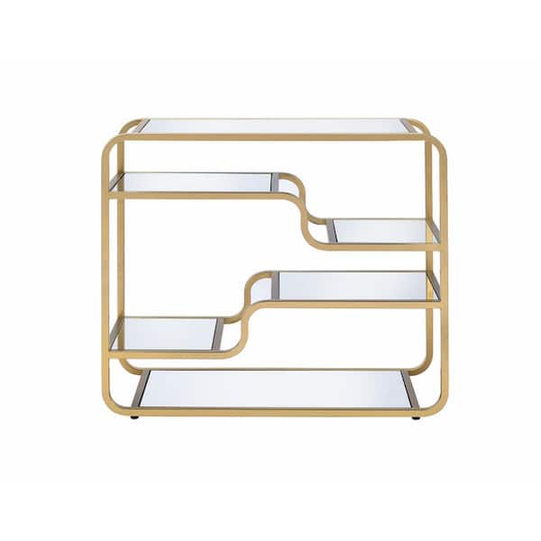 Acme Furniture Astrid 36 in. Gold/Clear Standard Rectangle Glass Console Table with Storage