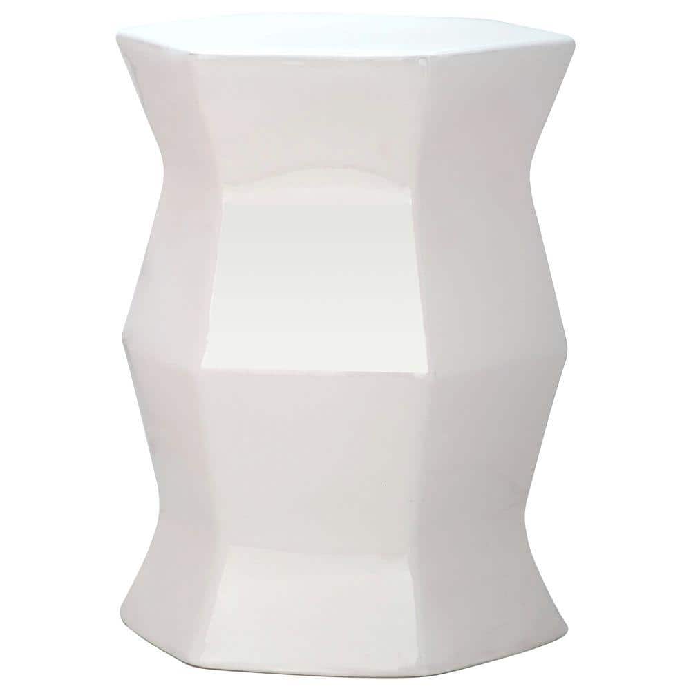 SAFAVIEH Modern Hexagon Cream Ceramic Garden Stool ACS4542B The Home