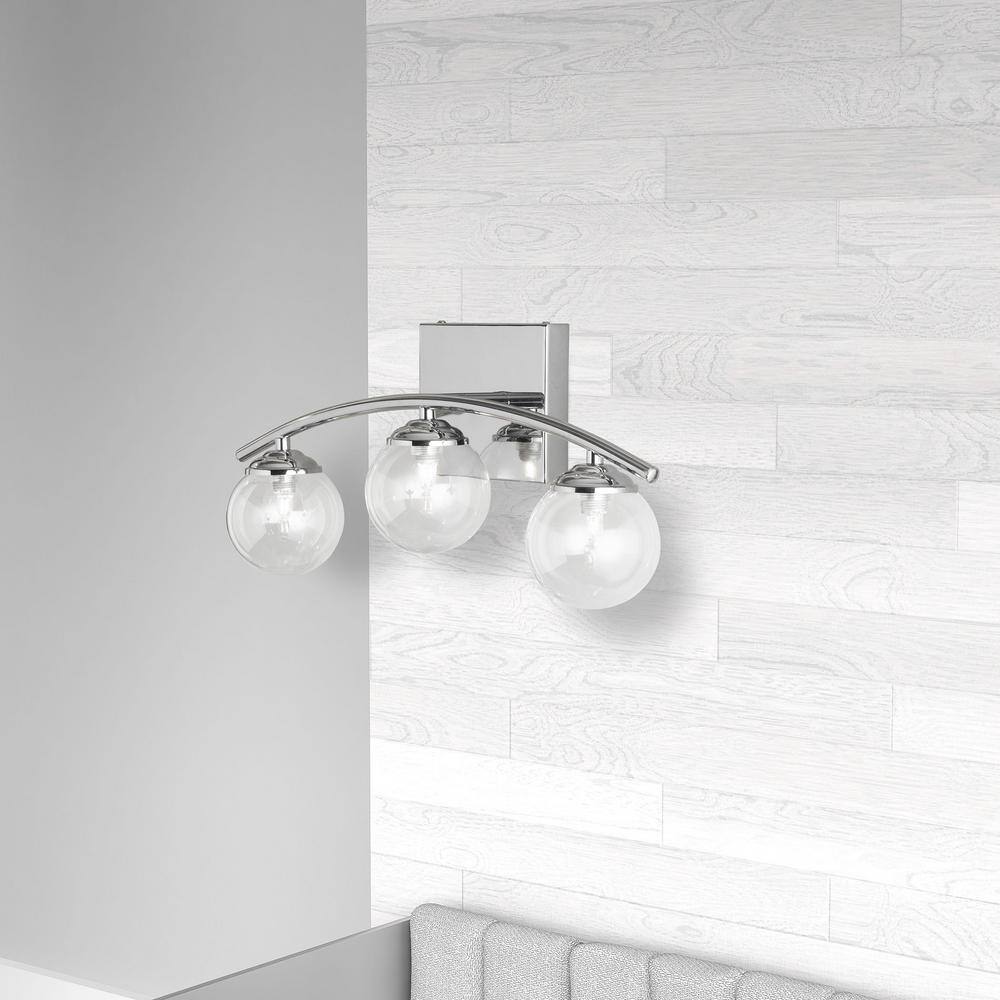 Polished Chrome 3-Light Globe Vanity Fixture