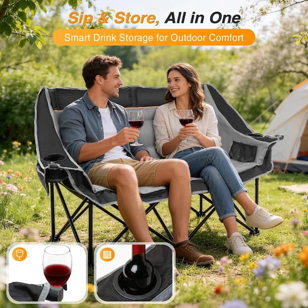 SEEUTEK Double Camping Chair 660 lbs, 58 in Oversized Loveseat