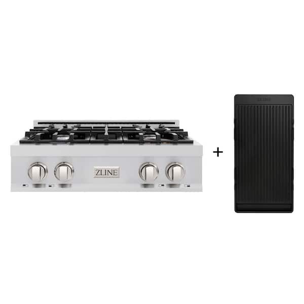 30 in. 4 Burner Front Control Gas Cooktop in Fingerprint Resistant Stainless Steel with Griddle