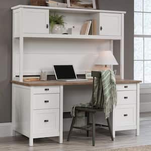 Cottage Road 65 in. White Executive Desk with Hutch