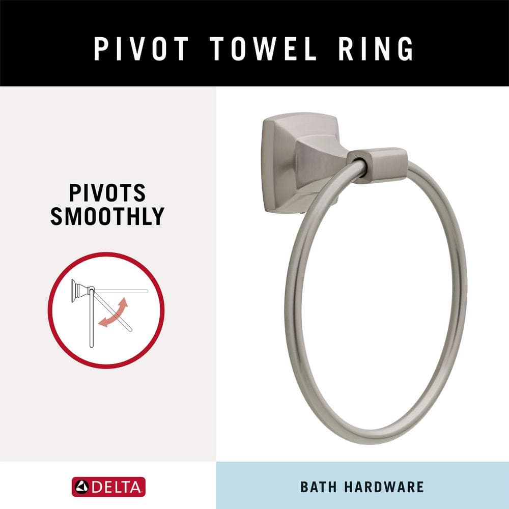 Portwood Brushed Nickel Wall Mounted Towel Ring