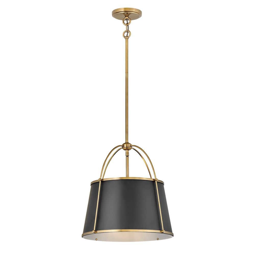 Elegant Warm Brass LED Drum Pendant with Adjustable Height