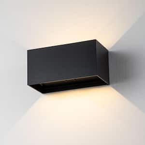 4-Light Matte Black Aluminum Rectangular Hardwired LED Outdoor Wall Sconce with Adjustable Light Beam
