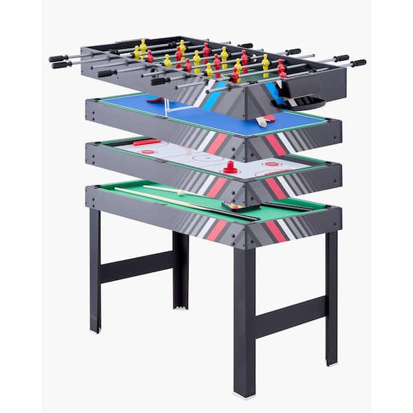 4-in-1 Combo Game Table Set, 48 in. Air Hockey Table, Multi Combination Table with Air Hockey, Pool Billiard, Foosball