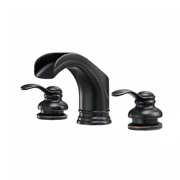 BWE 8 in. Waterfall Widespread 2-Handle Bathroom Faucet In Oil Rubbed Bronze