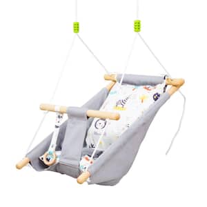 Indoor Baby Swing with 2 Cushions, Infant Chair for Home Patio Lawn, 6-Months to 3-Years Old, Gray
