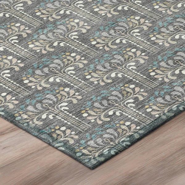 Chantille Machine Washable Indoor/Outdoor Abstract ACN3065 Gray 2 ft. x 7 ft. Runner Rug