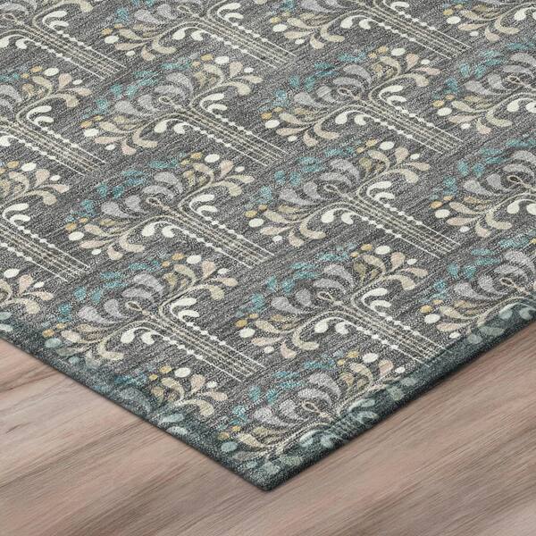 Chantille Machine Washable Indoor/Outdoor Abstract ACN3065 Gray 8 ft. x 8 ft. Round Rug