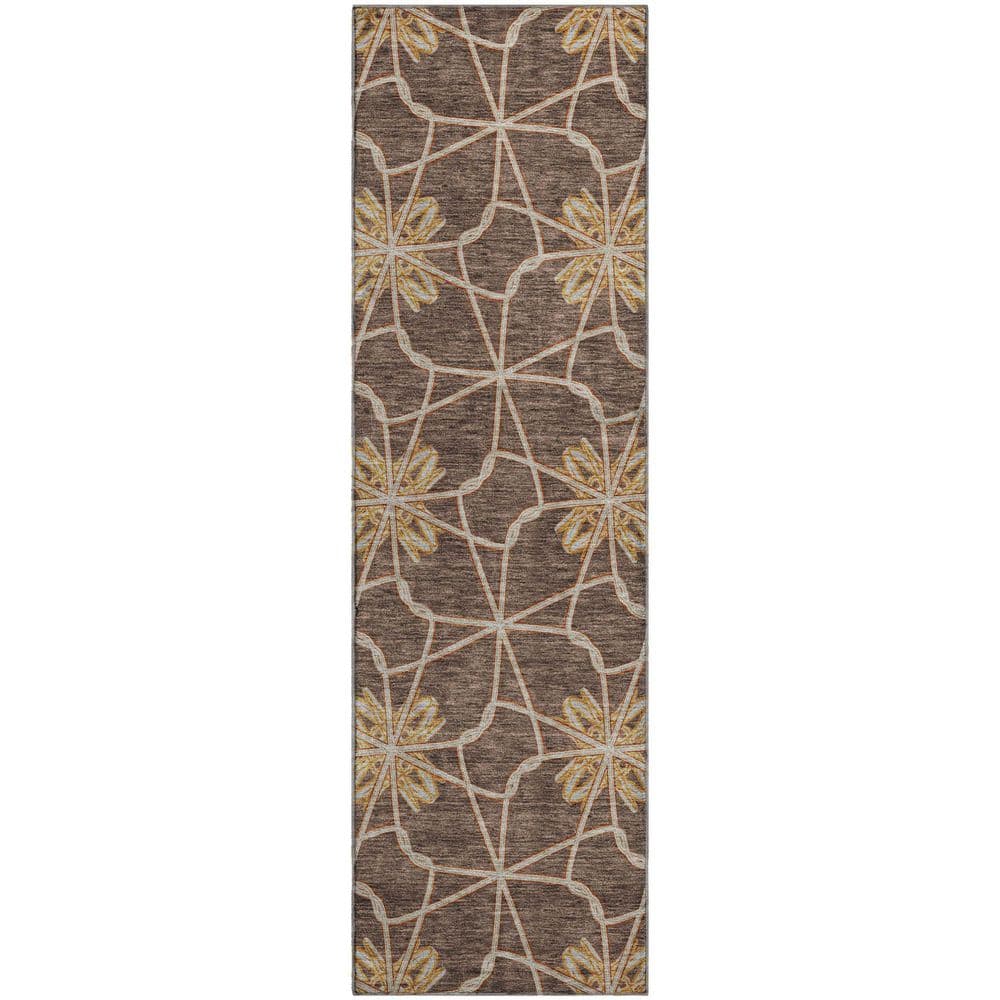 Mayfield Premium Machine Washable Abstract AMF958 Brown 2 ft. 3 in. x 7 ft. 6 in. Runner Rug price history on PriceWatchPro