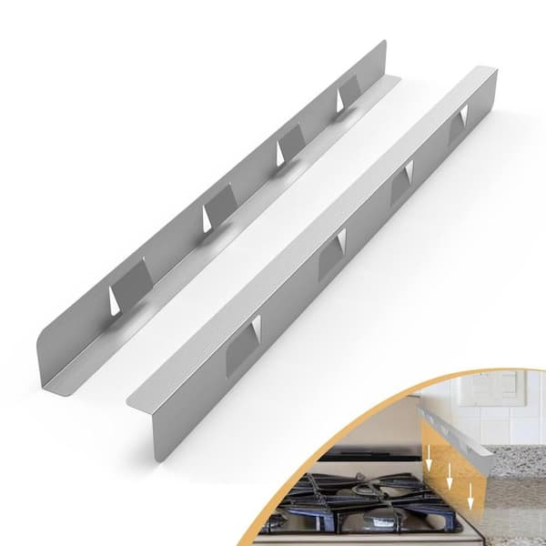 2-Pack 23.2 in. Stove Gap Covers, Stainless Steel Stove Gap Filler, Between Stove and Counter Slide Trim Kit, Silver