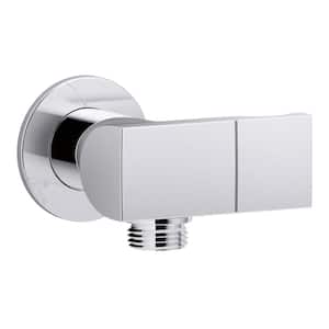 1/2 in. Metal 90-Degree NPT Wall-Mount Supply Elbow with Check Valve and Hand Shower Holder in Polished Chrome