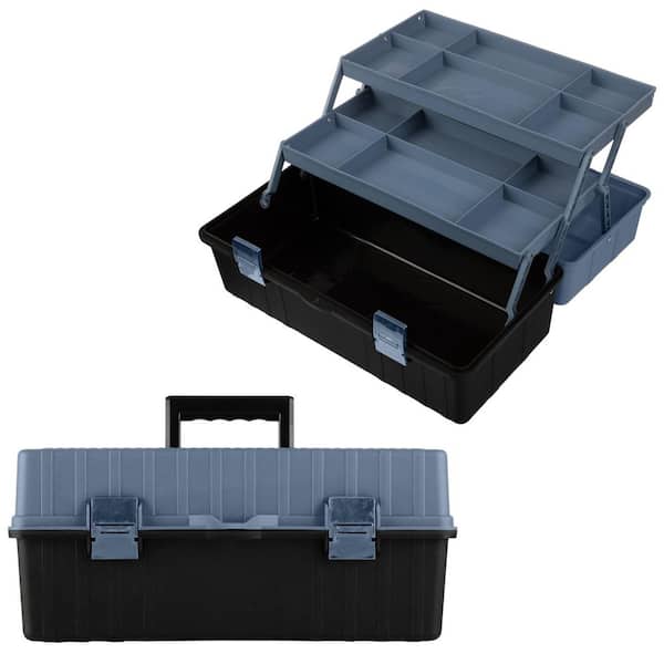 15. 94 in. L x 8.46 in. W Portable Tool Box Organizer Gray