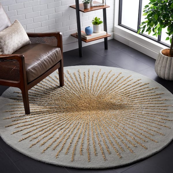 Soho 6 ft. x 6 ft. Round Blue/Beige Astral High-Low Area Rug