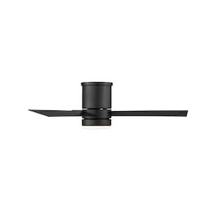 Axis 44 in. Smart Indoor/Outdoor 3-Blade Flush Mount Ceiling Fan Matte Black 3000K LED with Remote Control