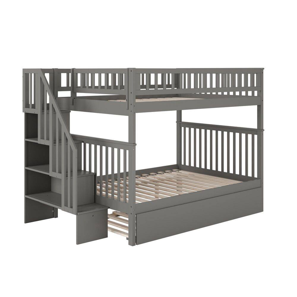 Woodland Staircase Bunk Bed Full over Full with Twin Size Urban Trundle Bed - Thumbnail 2