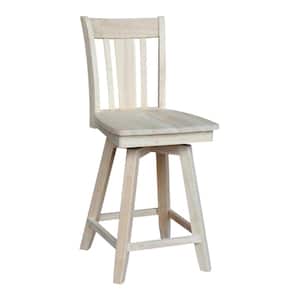 San Remo 24 in. Unfinished Wood Swivel Bar Stool