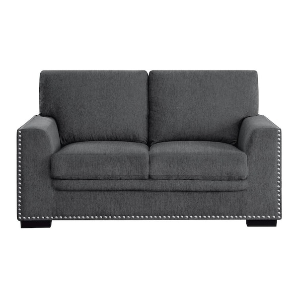 EVERGLADE HOME Driggs 62 in. Square Arm Chenille Straight in Brown