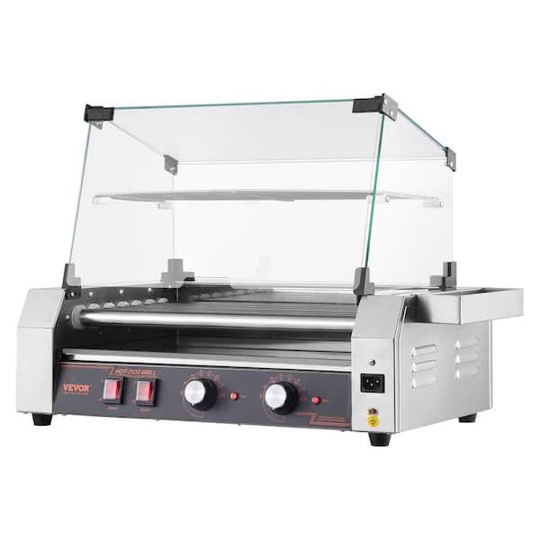 Hot Dog Roller 18 Hot Dog 7 Rollers Stainless Steel Sausage Indoor Grill 1050W Commercial Hot Dog Machine with Dual