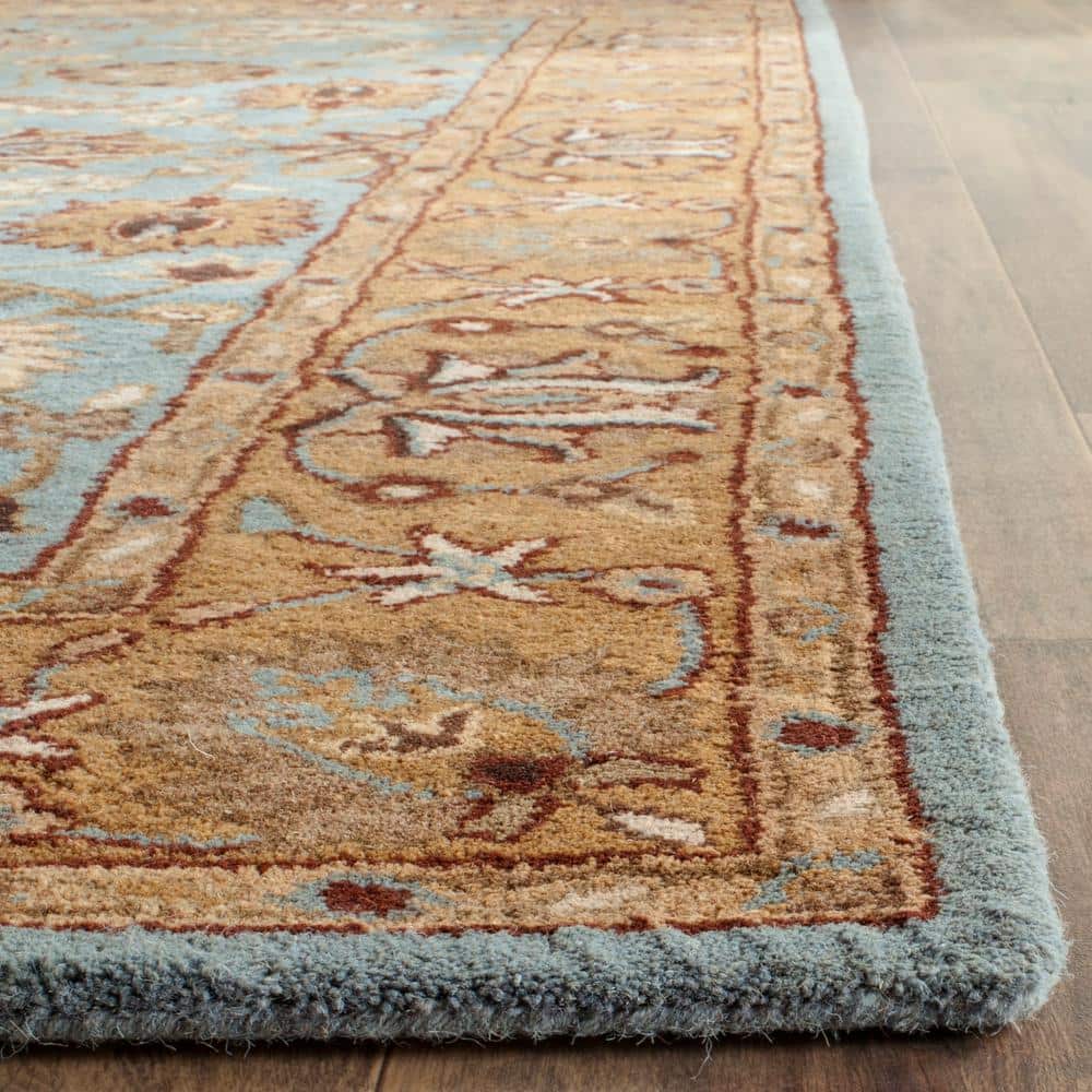 Heritage Hand-Tufted Square Wool and Cotton Rug in Blue - 6' x 6'