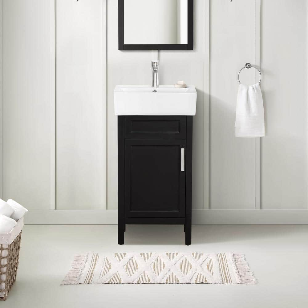 Home Decorators Collection Arvesen 18 in. W x 12.20 in. D x 34.50 in. H Bath Vanity in Espresso with White Ceramic Top