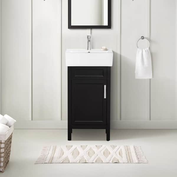 Home Decorators Collection Arvesen 18 in. W x 12 in. D x 34 in. H Single Sink Bath Vanity in Espresso with White Ceramic Top