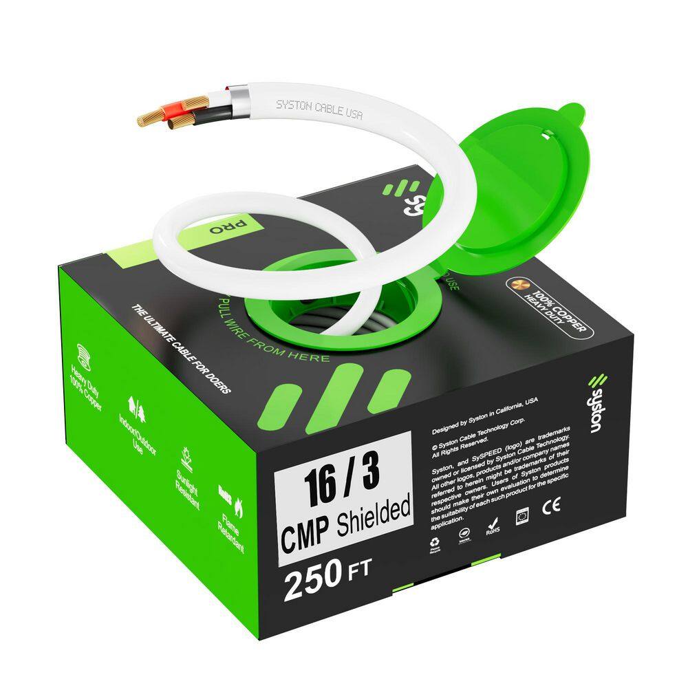 250 ft. 16/3 White CMP Plenum Rated Shielded Stranded Copper Fire Security Alarm Sound Control Wire UV Resistant UL/ETL price history on PriceWatchPro