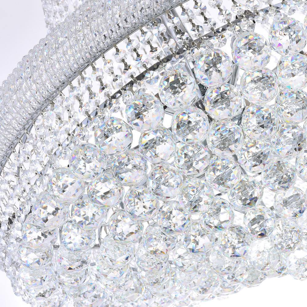 Elegant Empire Chrome & Crystal 28" Chandelier with Adjustable Chain