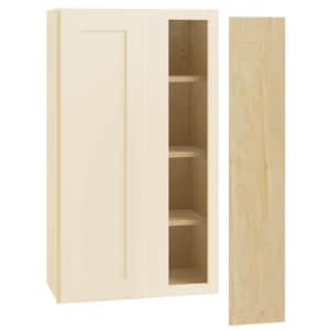 Newport Cream Painted Plywood Shaker Assembled Blind Corner Kitchen Cabinet Sft Cls R 24 in W x 12 in D x 36 in H