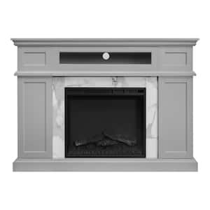 Pinesbridge 53 in. Deluxe Decorative Electric Fireplace Storage Mantel, in Gray