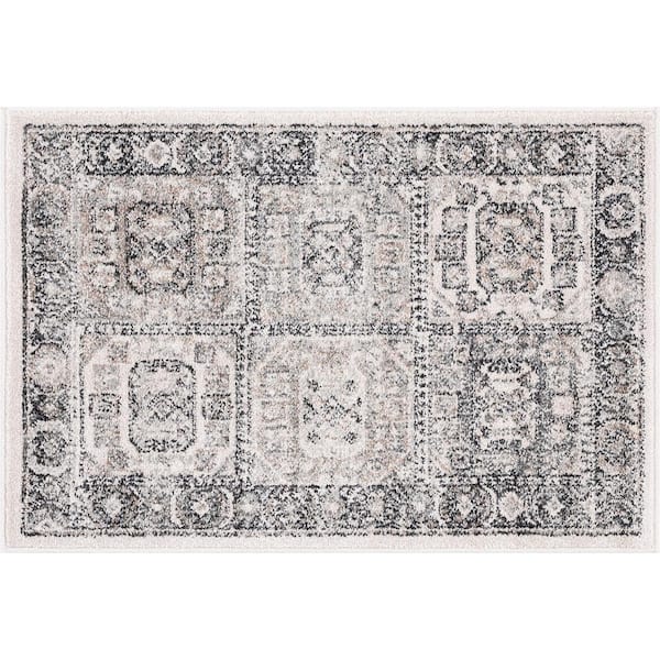 Magic Traditional Gray and Cream 2 ft. x 3 ft. Oriental Indoor Area Rug