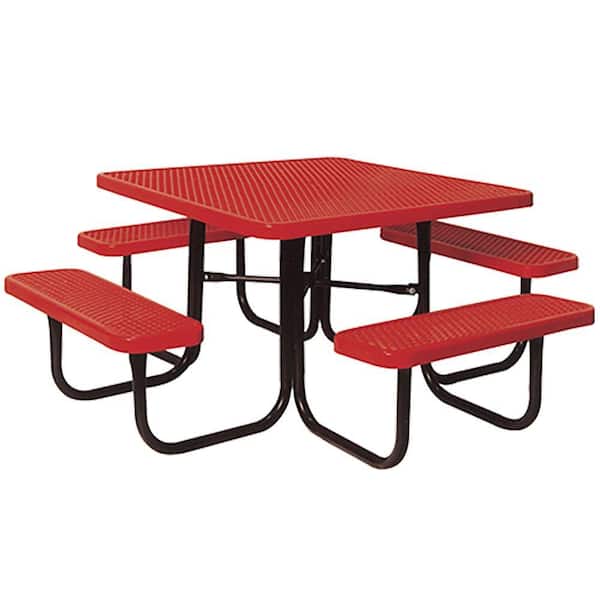 Unbranded Portable Red Diamond Commercial Park Square Picnic Table