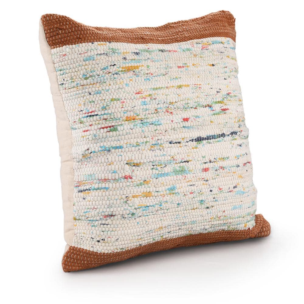 Ray Brown and Multicolor Cotton Square Throw Pillow Set