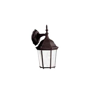Madison 14.5 in. 1-Light Tannery Bronze Outdoor Hardwired Wall Lantern Sconce with No Bulbs Included (1-Pack)