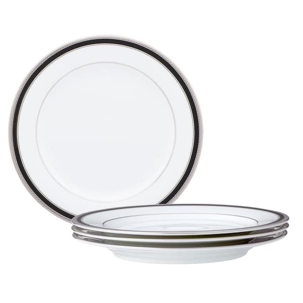 Noritake Austin Platinum 8.25 in. (White) Porcelain Salad Plates, (Set of 4)