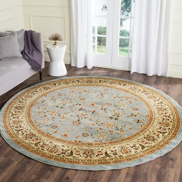 Lyndhurst Light Blue/Ivory 7 ft. x 7 ft. Round Border Area Rug
