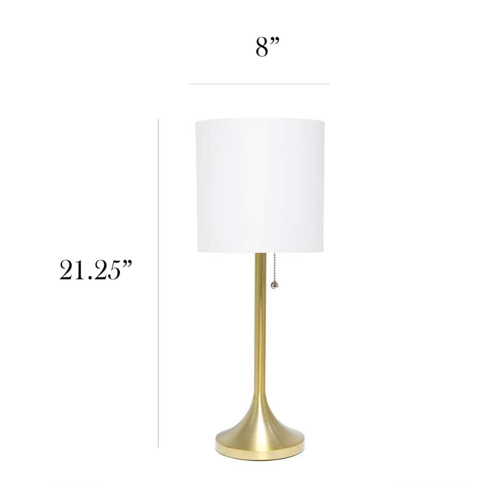 Elegant Gold Metal Base Table Lamp with White Fabric Drum Shade