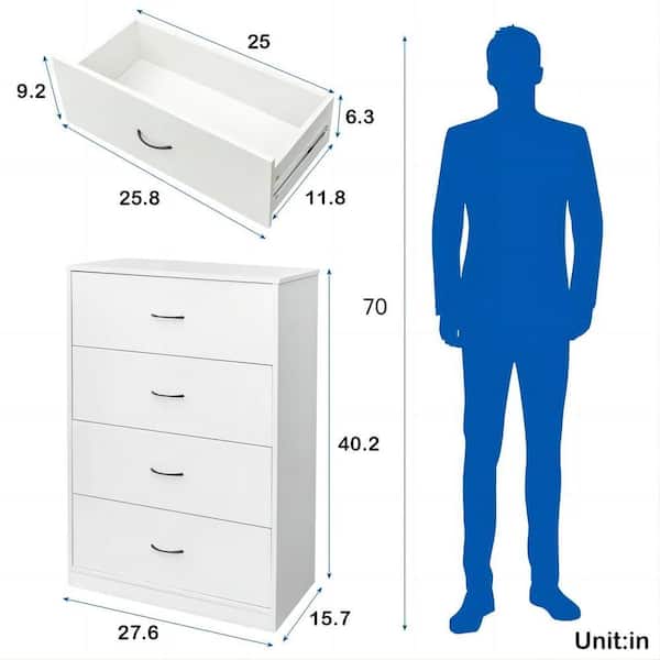 Bunpeony 27.6 in. W x 15.7 in. D x 40.2 in. H Light Gray Linen Cabinet  Dresser with 4 Drawers LTCFK002